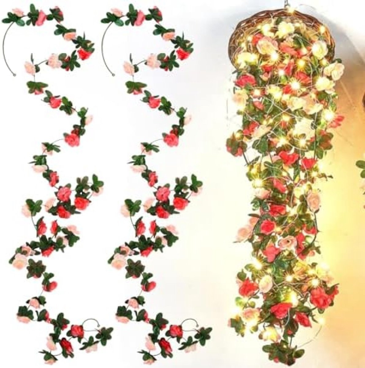 Merkloze Roze Pioenrozen Kunstbloemen Slinger voor Decoratie
