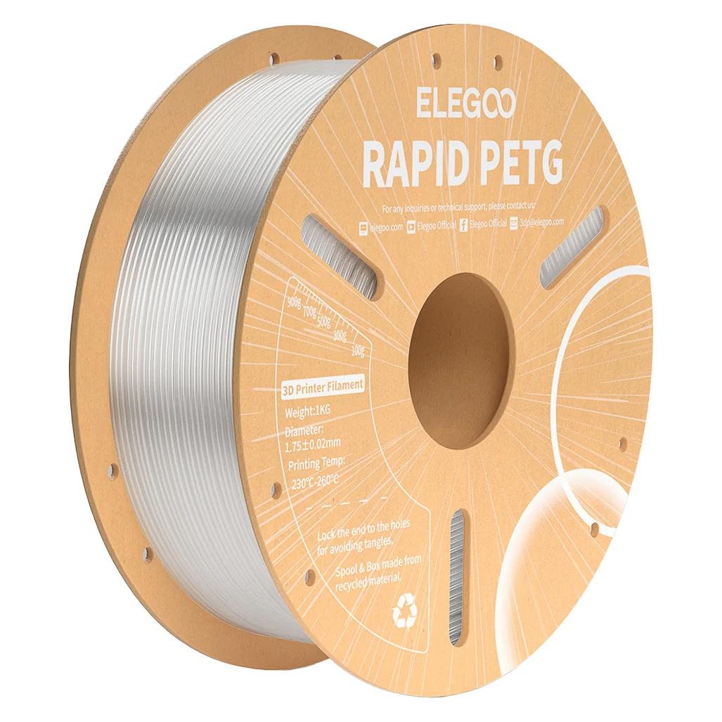 Elegoo RAPID PETG 1,75mm TRANSPARENT 1kg 3D FILAMENT (PETG, 1000 g, 1.75 mm) (50.203.0315)
