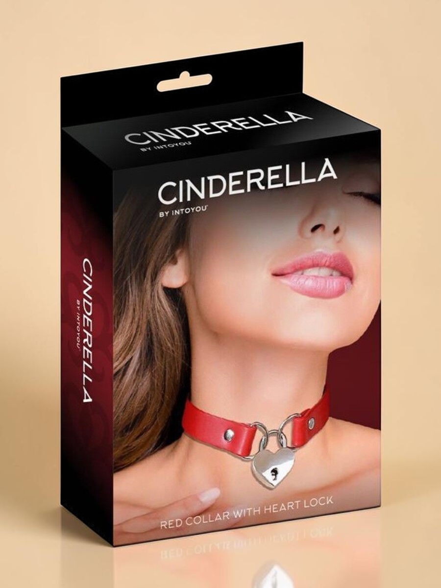 CINDERELLA Collier en cuir vegan avec cadenas cœur