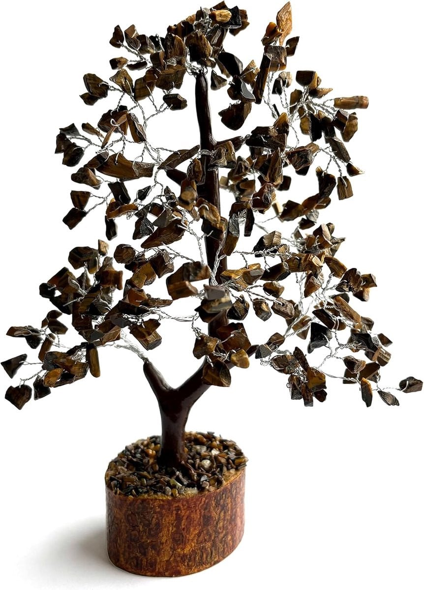 Handgemaakte Edelsteenboom Levensboom met 300 Rozenkwarts stenen, Hoogte: 25 cm