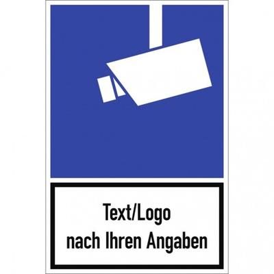 Dreifke® Schild, Video-Infozeichen mit Text und/oder Logo nach Ihren Angaben, Alu, 180x270 mm