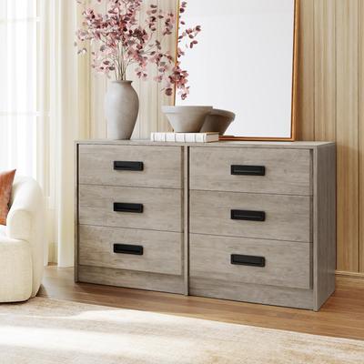 Garvee 6/7-Drawer Wide Dresser Chest, Chamfer Design, Metal Handles