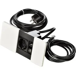 Kopp 939620016 VersaPAD, Powerstation mit Schiebedeckeln, 1 Schutzkontaktsteckdose + 1x RJ45 (CAT 6 UTP) + 1x USB Ladeanschluss, Farbe: weiß