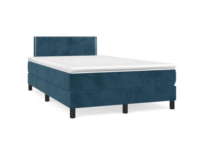 Makastle Boxspringbett mit Matratze Dunkelblau 120x190 Samt Taschenfederkernmatratze