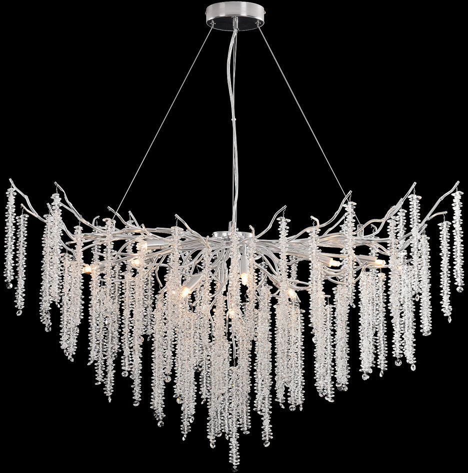 Mercer41 Eckhardt Modern Chandelier Crystal Light, Luxury Crystal Pendant Light, Dimmable Round Crystal Pendant（silver 80cm） Silver 50cm H x 120cm W x 50cm D