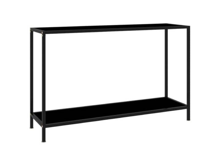 KLGBNCVE Konsolentisch Schwarz 120x35x75 cm Hartglas und Stahl Hartglas, pulverbeschichteter Stahl, untere Ablage, feucht abwischbar, schlankes Design