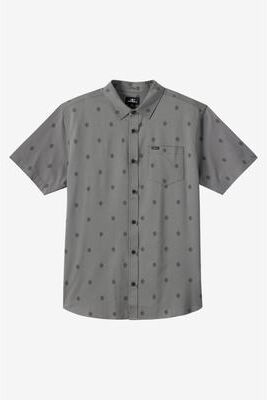 O'Neill s Light Check Geo Standard Fit Shirt in Gargoyle, Size Large, Elastane/Polyester