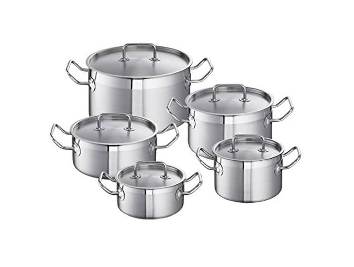 Schulte-Ufer Set 450 450 Topf Mega-Set Profi-Line i, Kupferboden, 5tlg, Edelstahl, Silber