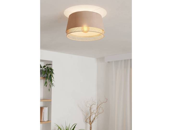 Deckenleuchte Tabley Ø 38cm Beige Mischgewebe E27