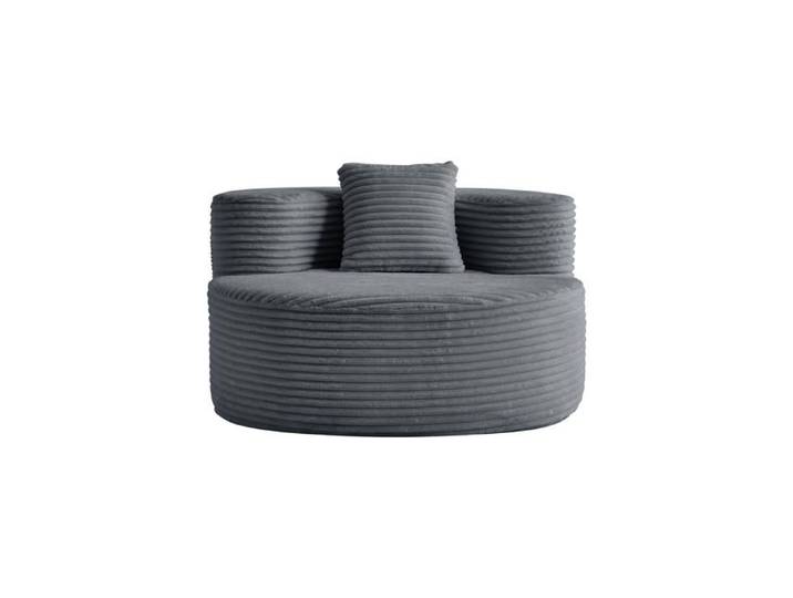 Fauteuil lounge - ZEVKOR - Fauteuil lounge 1 - velours côtelé gris foncé - mousse haute densité - livré monté