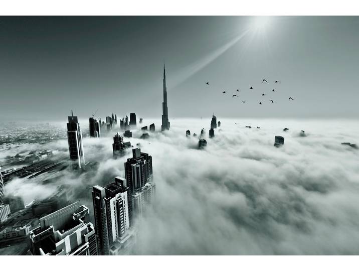 Fototapete PAPERMOON Photo-Art NAUFAL, NAUFAL, BURJ KHALIFA, DUBAI , bunt, B:3,5m L:2,6m, Vlies, Tapeten, Fototapete