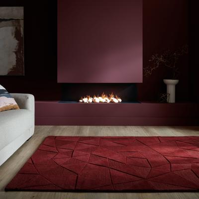 Teppich FLAIR RUGS "SHARD", rot, B:160cm H:10mm L:230cm, Wolle, Teppiche, Teppich, Hoch-Tief Effekt, Handgearbeitet, 100 % Wollflor