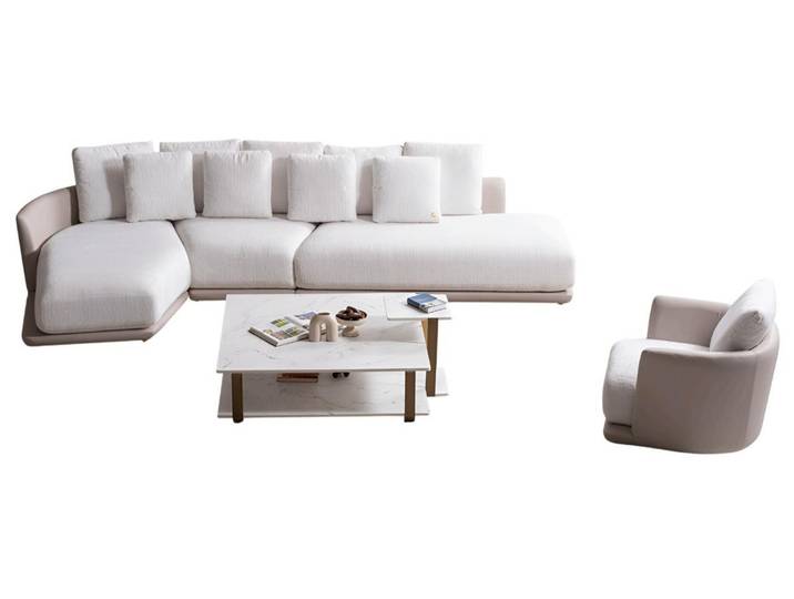 JVmoebel Sofa Weiße Garnitur im eleganten Design mit edlem Sitzsessel und Tisch