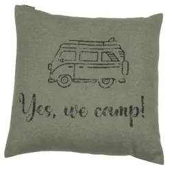 David Fussenegger Kissenhülle Silvretta 'Yes, we camp' 50 x 50 cm Efeu - Grün