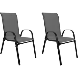 Mojawo 2er Outdoorstuhl Gartenstuhl Stapelstuhl Metall Textilen Anthrazit