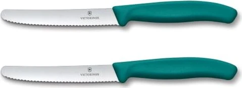 Victorinox Brotmesser Swiss Classic, Wellenschliff, Grün, 2 Stück