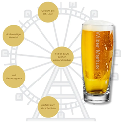 Gravur Willi Becher Bierglas 0,5 l mit Namensgravur - 6 Stück