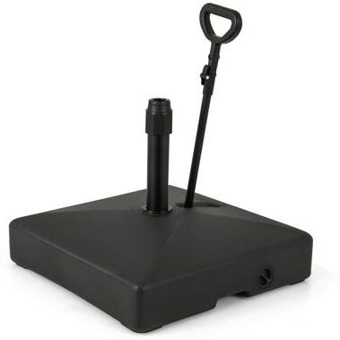 Costway Mobile Patio Umbrella Base Water Sand Fillable Market Table Umbrella Stand with 3 Wheels-Black