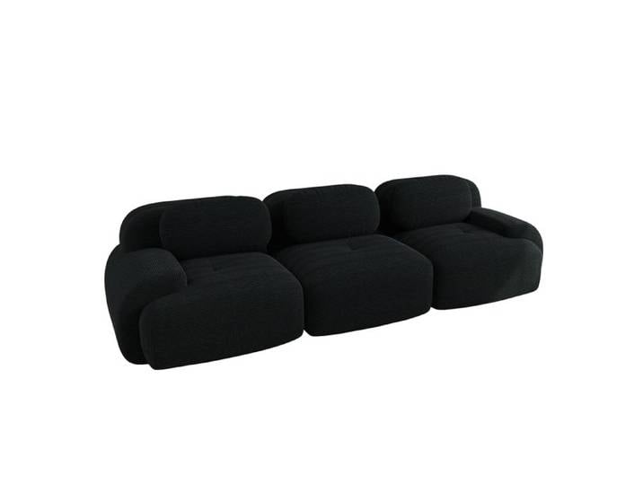 ULEVR canapé d angle modulaire sans cadre format modulable - mousse haute densité usage salon tissu côtelé noir