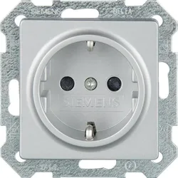 SCHUKO-Steckdose aluminiummetallic/ Schutzart IP20 m. Berührungs/Kinderschutz/1 Stk. Siemens