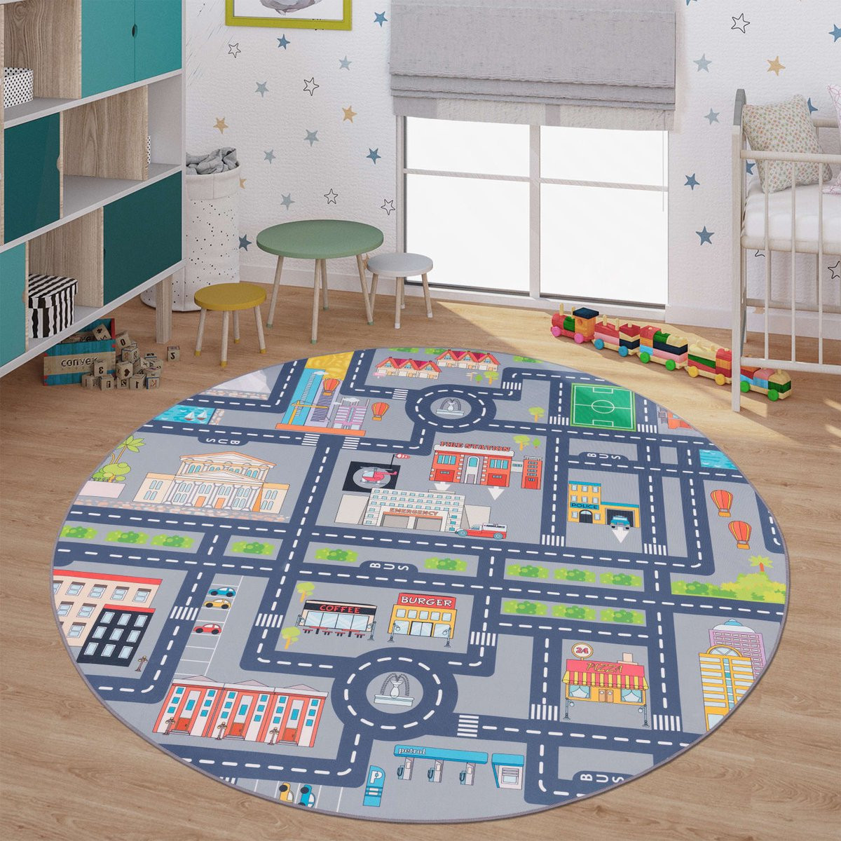 TT Home Kinderkamertapijt Abstract Grijs Antislip 160 x 160 cm