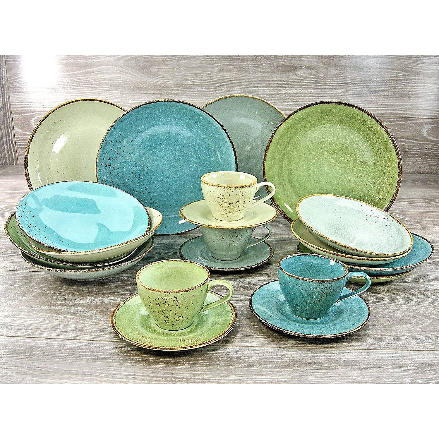 CreaTable Nature Collection 20-delige servieset van keramiek, multicolor, vaatwasser- en magnetronbestendig