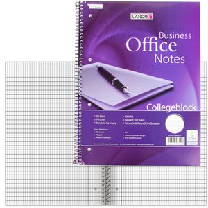Landre Collegeblock 100050245 Office, A4, Innenrand, 70 g/m², 80 Blatt, rautiert