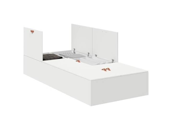 PUGYNBK Bett mit Aufbewahrung, 90 x 200 cm, aus technischem Holz Massives Kiefernholz, Scharniertür, moderner Stil, platzsparend
