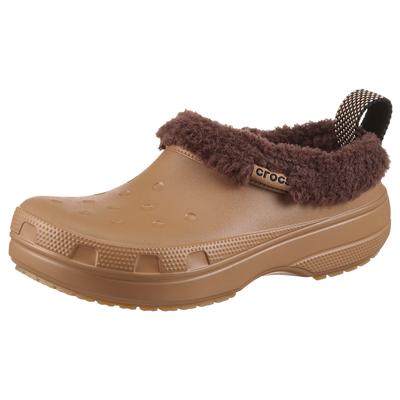 Clog CROCS "Unisex Classic Lined Shorty", Damen, Gr. 37, Warmfutter, braun, Croslite™, Schuhe Clog, Regenschuh, Outdoorschuh, Hausschuh mit Warmfutter