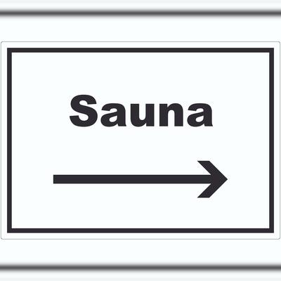 HB-Druck Sauna Aufkleber mit Text und Richtungspfeil rechts Erholung Entspannung waagerecht A8 (52x74mm)