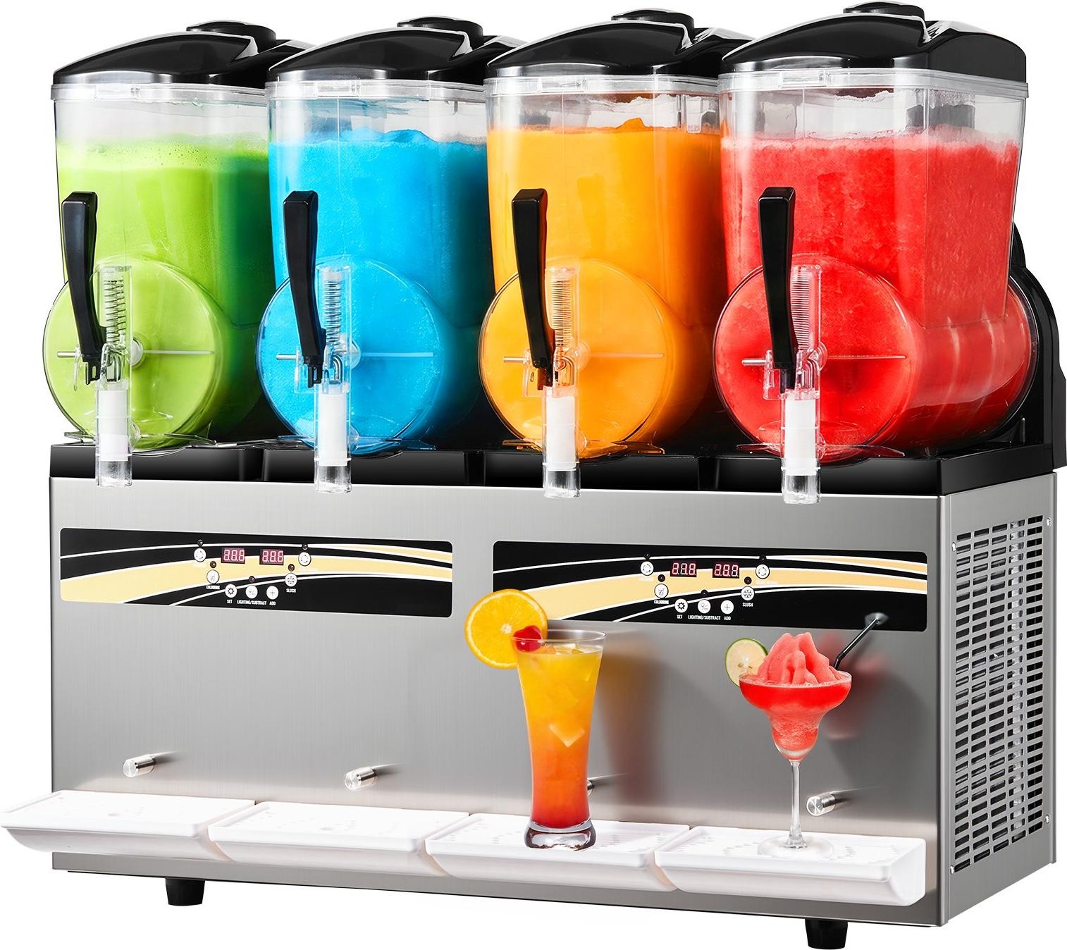 Slushmaschine & Granita-Maschine - 4 x 12 L - 1650 W - Selbstreinigung - Kein Eis nötig - Für gefrorene Margaritas, Frappés & Milchshakes - 4 Behälter - 48 L Gesamtvolumen