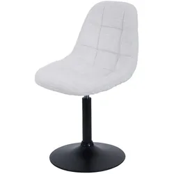 Décoshop26 - 360° drehbarer Esszimmerstuhl mit cremefarbenem Chenille-Stoffbezug und mattschwarzen Stahlbeinen 04_0009895
