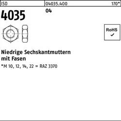 Sechskantmutter ISO 4035 niedrig Fasen M42 Automatenstahl 10 Stück