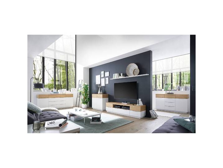 Enfilade II 182 x 83 x 40cm Blanc/Beige/Chêne/Blanc