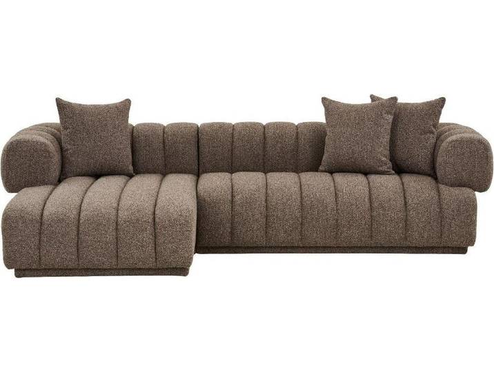 Ingrid Sofa linksausgerichtet inkl. 3 Zierkissen braun.