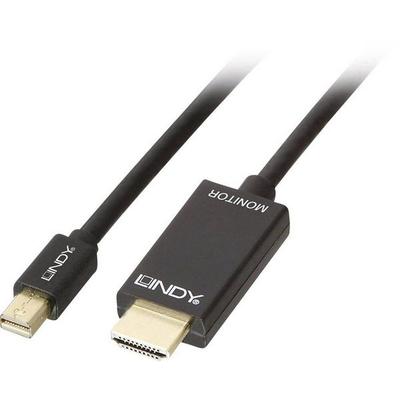 LINDY Mini-DisplayPort / HDMI Adapterkabel Mini DisplayPort Stecker, HDMI-A Stecker 3.00 m Schwarz 36928 DisplayPort-Kabel