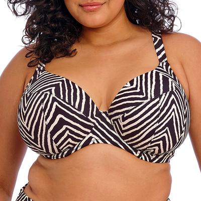 Plus Size Women's Fiji Falls Underwire Plunge Bikini Top by Elomi Swim in Black (Size 40 E)