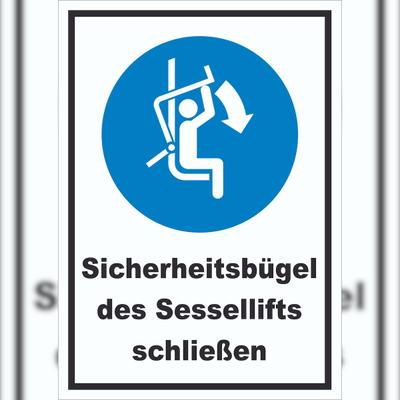 HB-Druck Sicherheitsbügel des Sessellifts schließen Schild A0 (841x1189mm)
