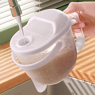 ModernMart Smart Drain Rice Washer Bowl With Strainer Lid For Grains, Fruits & Vegetables Smart Drain Rice Washer Bowl With Strainer Lid For Grains, Fruits & Vegetables