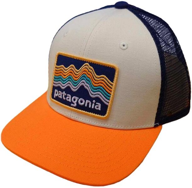 Patagonia Kids Trucker Hat-Ridge Rise Stripe: Coho Coral (Rsco)
