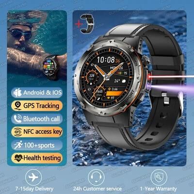 Uplifted Finds 2026 T Rex 3 GPS Military Smartwatch   UV & Infrared Sensor   Executive 3ATM Waterproof NFC Sports System black Leather