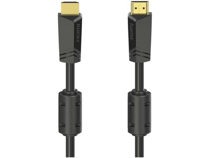 Hama High speed HDMI-kabel, connector - connector, 4K, ethernet, verguld 10,0 m HDMI kabel Zwart