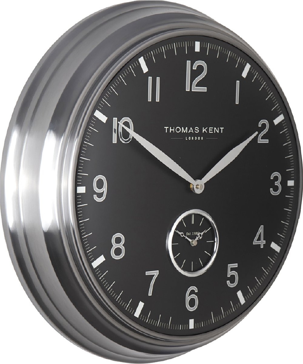 Thomas Kent Klok Timekeeper zwart en zilver Ø71 cm