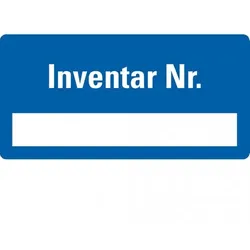 Dreifke® Inventaretikett Inventar-Nr., mit Beschriftungsfeld, blau, ökologische Folie, 40x20mm, 16/Bogen