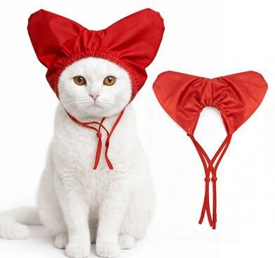 Fusion Finds Adjustable Pet Shower Cap With Waterproof Ear Protection For Cats, Kittens & Small Dogs red