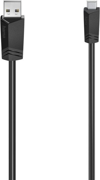 Hama Mini-USB B naar USB A kabel, USB 2.0, 0,75 m, zwart