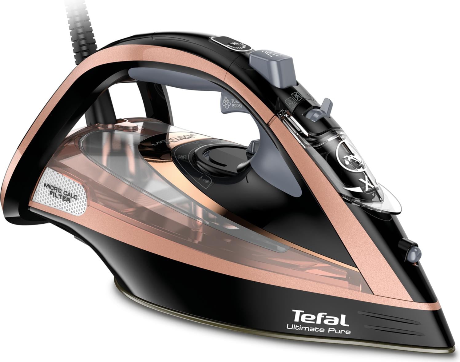 Tefal Ultimate Pure FV9845 Stoomstrijkijzer, 3200 W, Zwart met Koperkleur, Durilium Autoclean strijkzool