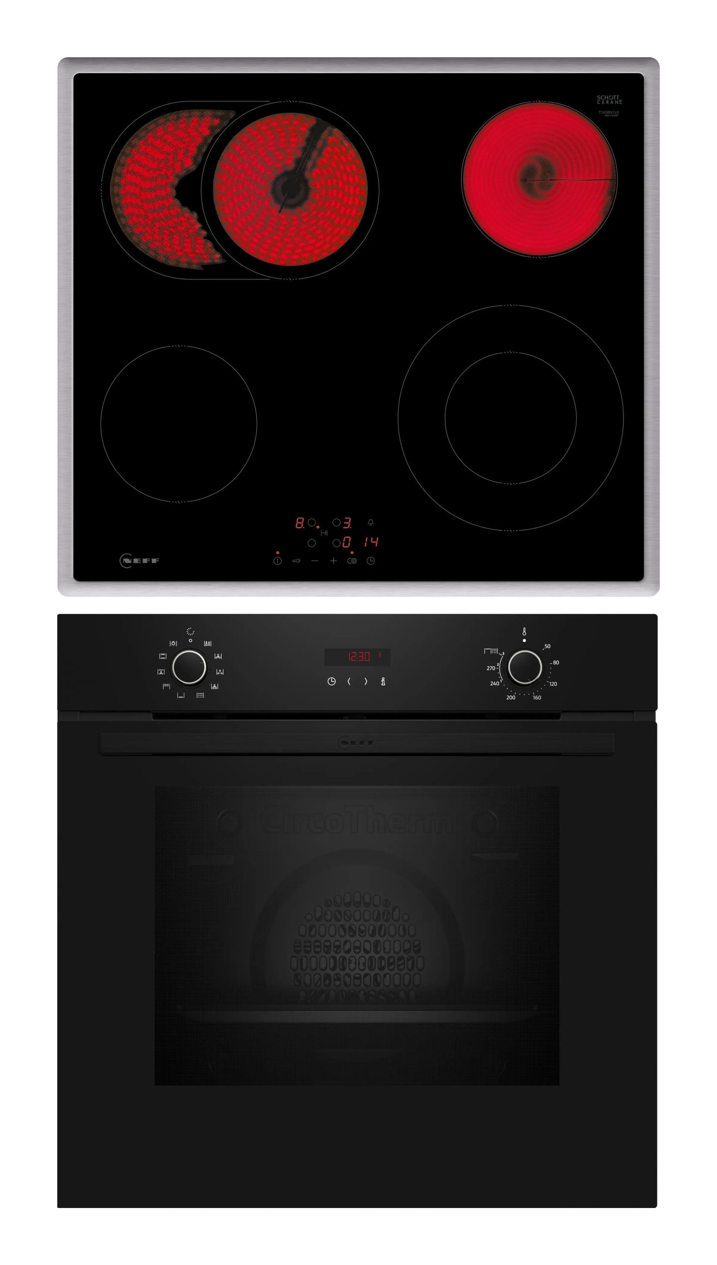 Neff BX46PB0 (B2CCG6AK3 + T16SBN1L0) Backofen-Set groß AutoClean mit autarkem 60 cm Glaskeramik Kochfeld