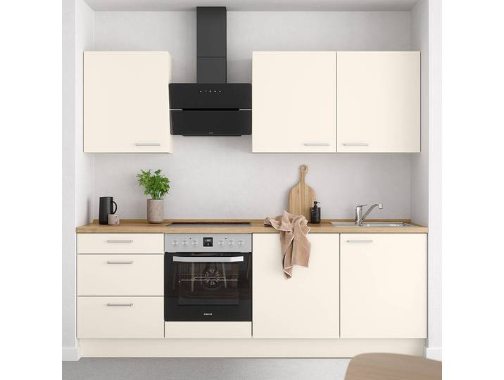 Küchenzeile High-Line Touch Variante C 240cm Ausrichtung links Beige/Magnolia/Eiche Sierra Dekor AEG