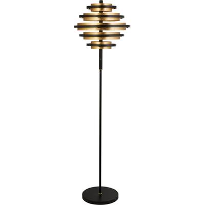SEARCHLIGHT LED Stehlampe "Stehlampe Bijou, 1-flammig", schwarz (mattschwarz, gold und poliertes messing), 1, Ø 40cm H: 148cm, 1 Stk., Leuchten, Warme Atmosphäre, LED Stehlampe